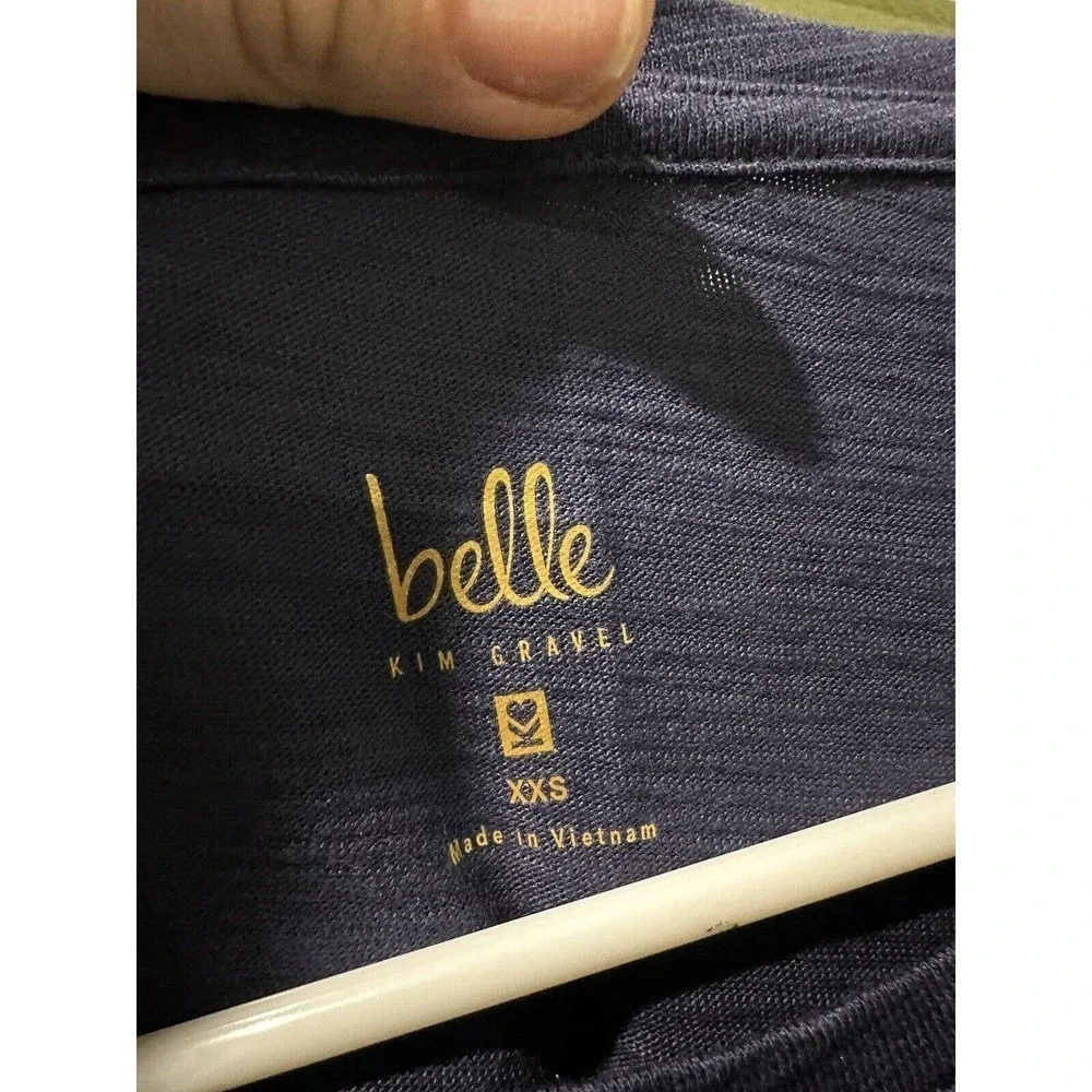 Belle by Kim Gravel Slub Knit Utility Sleeve Top Women's Sz XXS Blue Roll Tab‌‌ - Picture 6 of 6